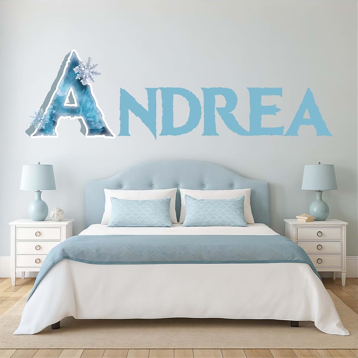 AdesiivoStudio Custom Ice Princess Name Wall Decal – Personalized Snowy Letters