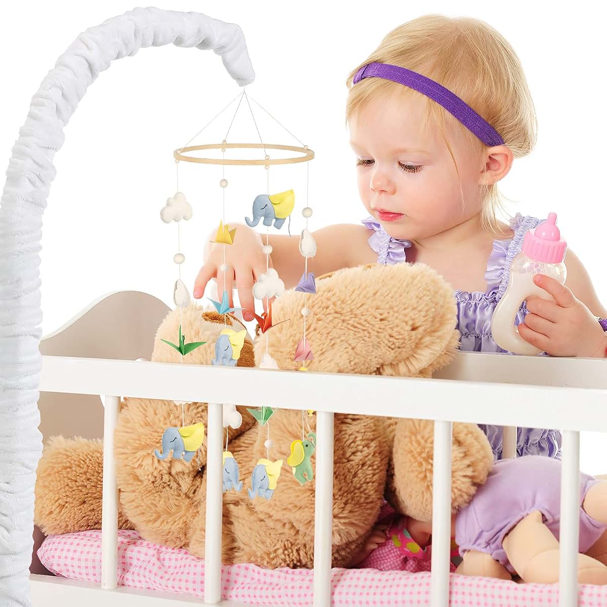 Tatuo Crib Mobile Arm Cover - White Fabric Accessory