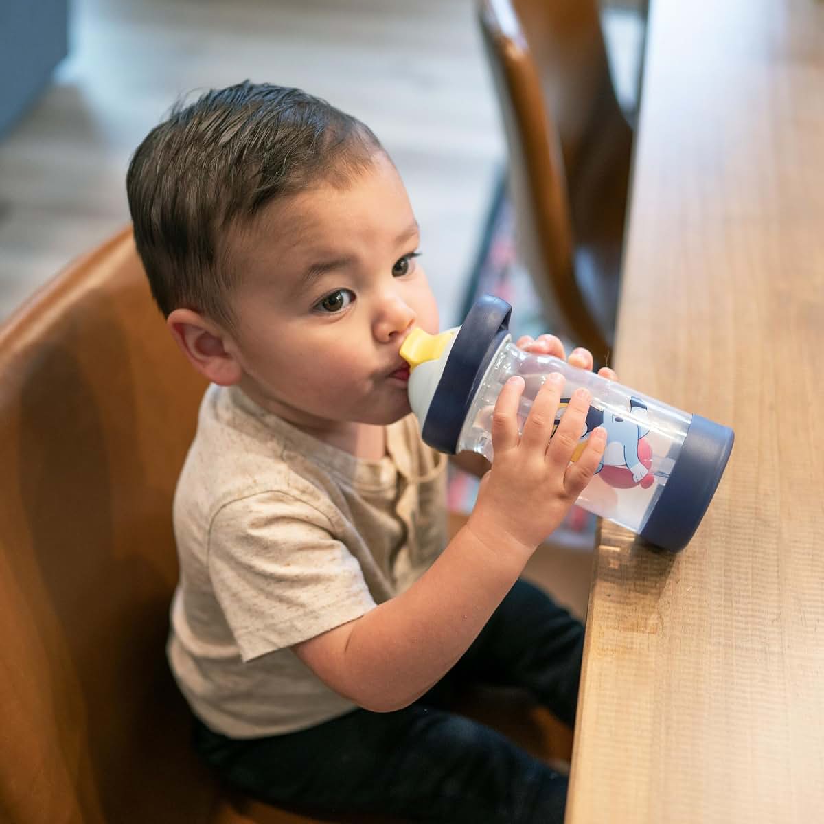 The First Years Bluey Sip & See Toddler Water Bottle With Floating Charm 12 Oz