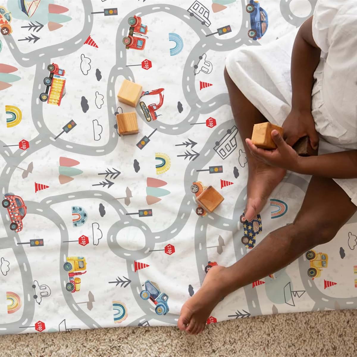 BabyOneStop Cartoon Road Car Vehicles Flannel Baby Blanket 60x80