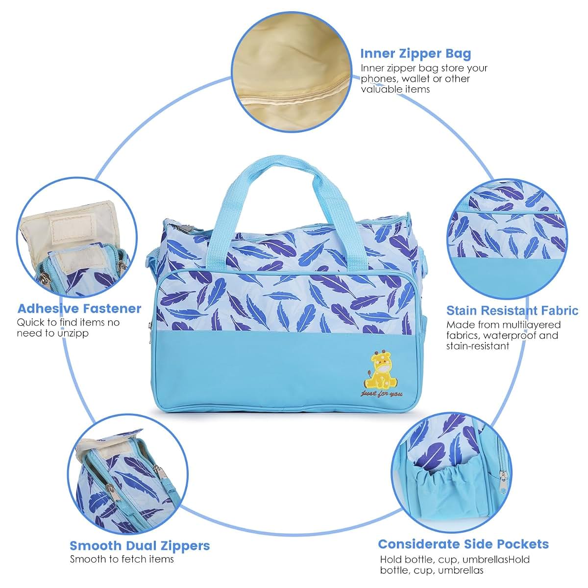KOCASO Diaper Bag Tote Set for Baby 5 Piece Diaper Changing Totes Set (photo 4)