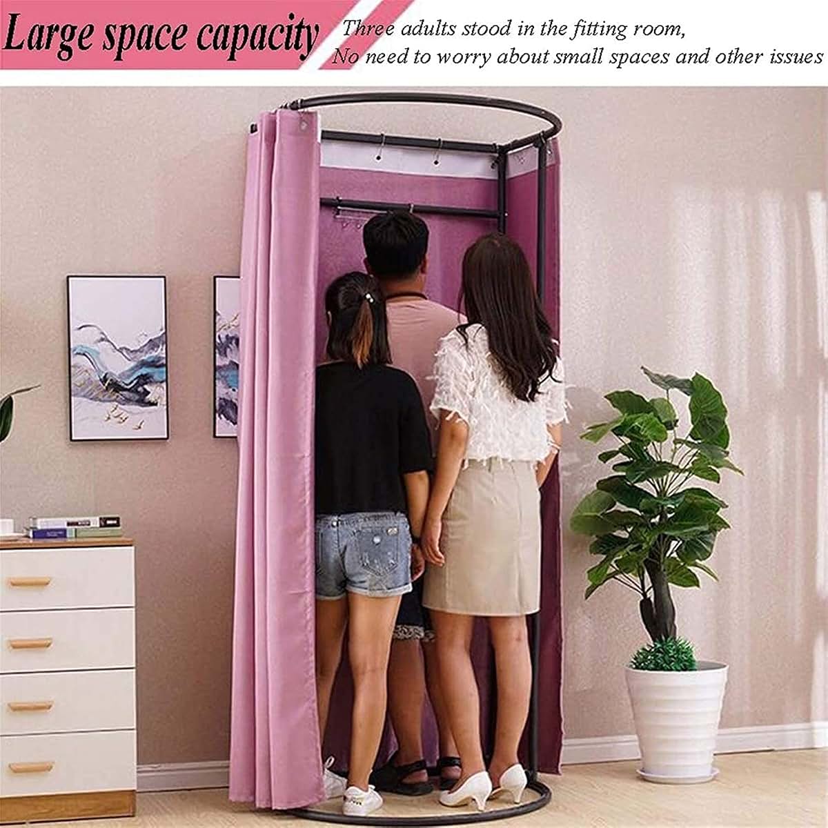 Freestanding Movable Fitting Room with Shade Curtain