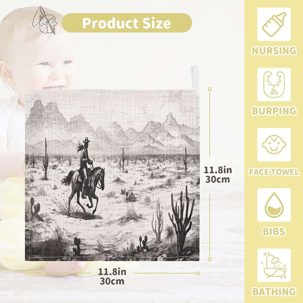 Jihqo Muslin Baby Washcloths 5 Pack Cotton Face and Body Towels