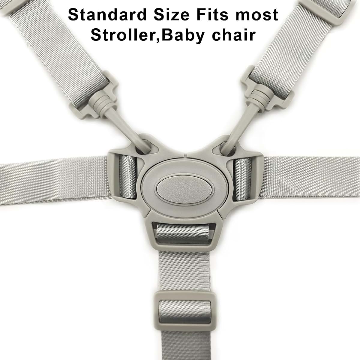 XQIGI Replacement 5 Point High Chair Harness Straps, Grey Button
