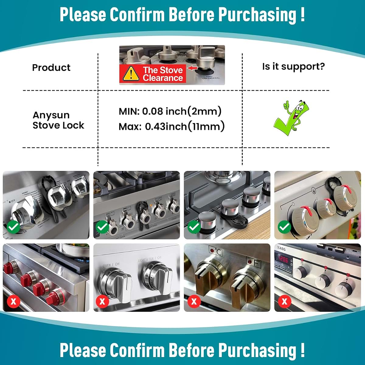 BabyOneStop Stove Knob Lock Covers, 5 Pack, Black