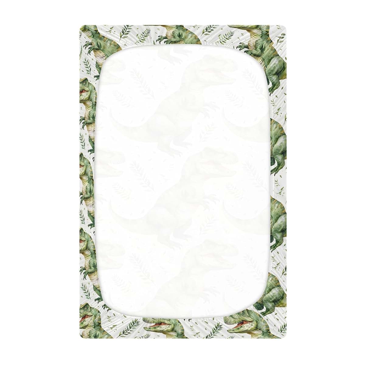 Trex Watercolor Pattern Fitted Crib Sheet, 52 x 28 Inch, Standard Crib and Toddler