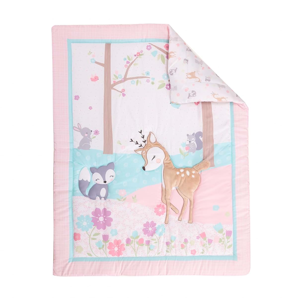 CribMATE 5-Piece Pink Floral Animal Crib Bedding Set (photo 4)
