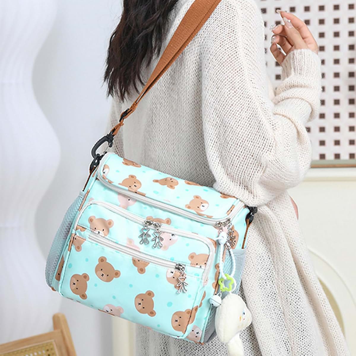 スイムリー Multifunction Baby Diaper Bag with Compartments and Shoulder Strap