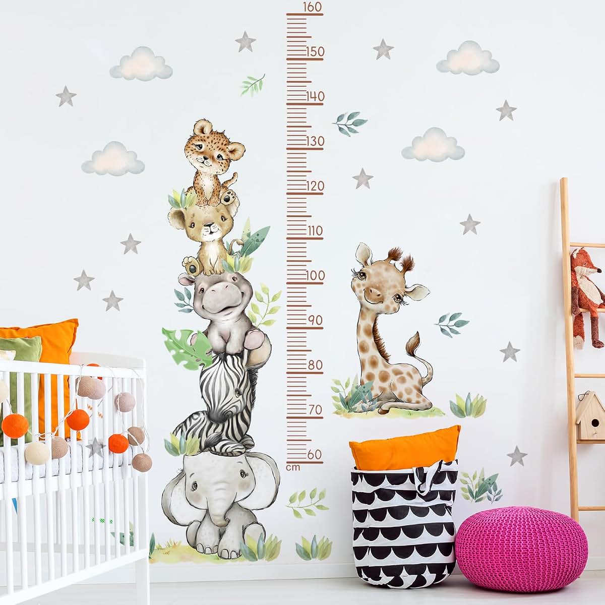 DTLIFEK Jungle Animals Height Chart Wall Decal for Kids
