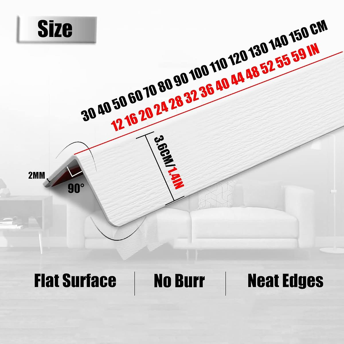White PVC Corner Guards for Walls and Furniture Edges