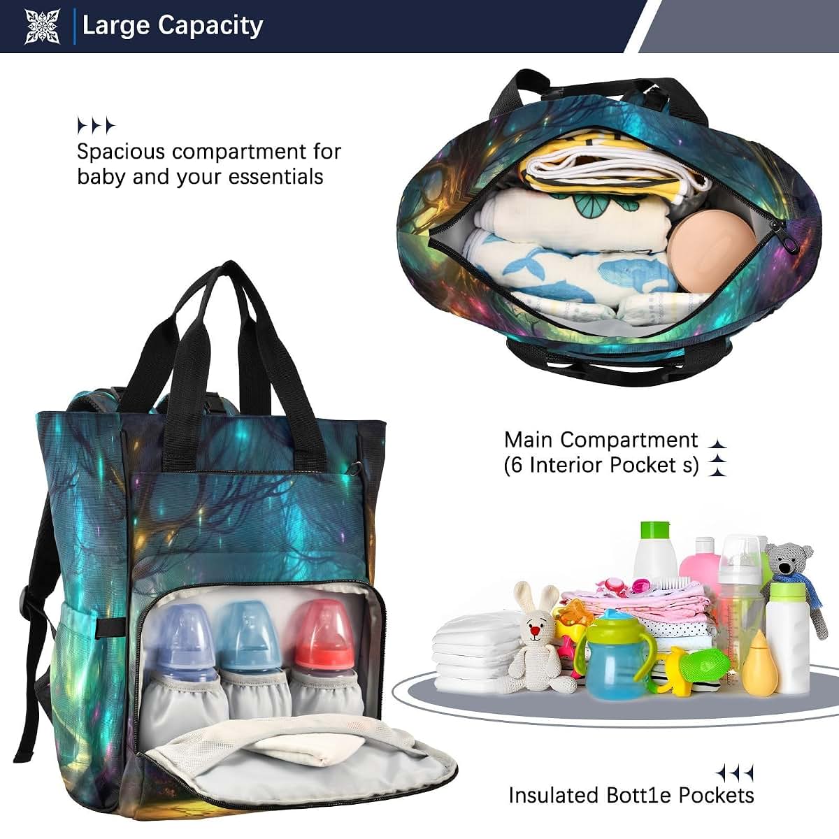 Yanendie Fairy Forest Diaper Bag Backpack