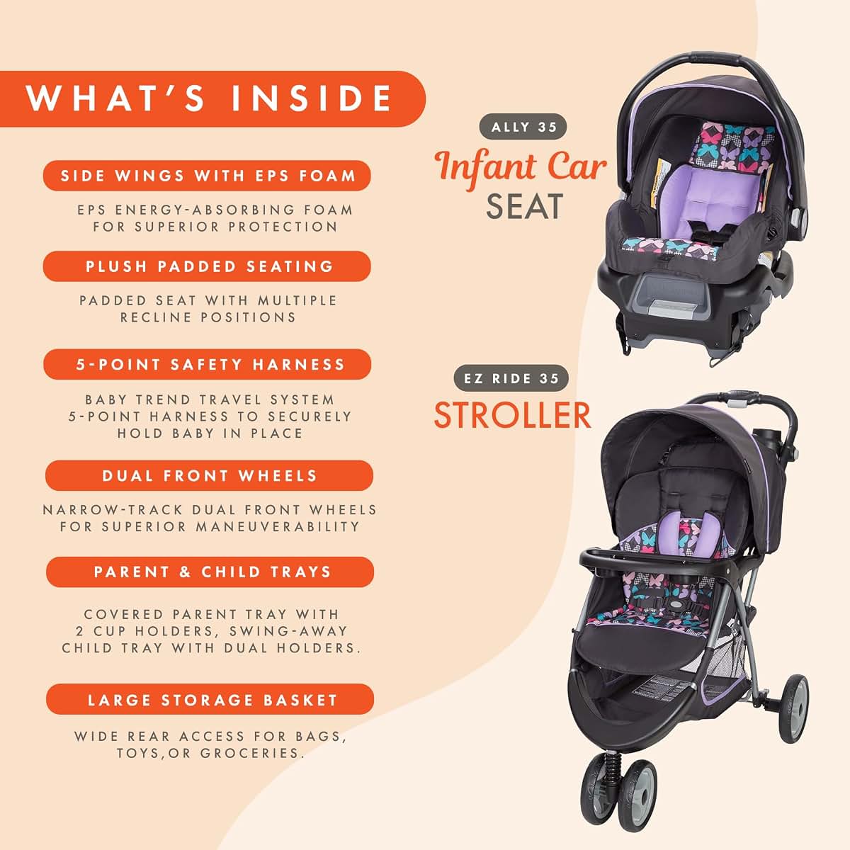 Baby Trend EZ Ride 35 Travel System Stroller and Infant Car Seat