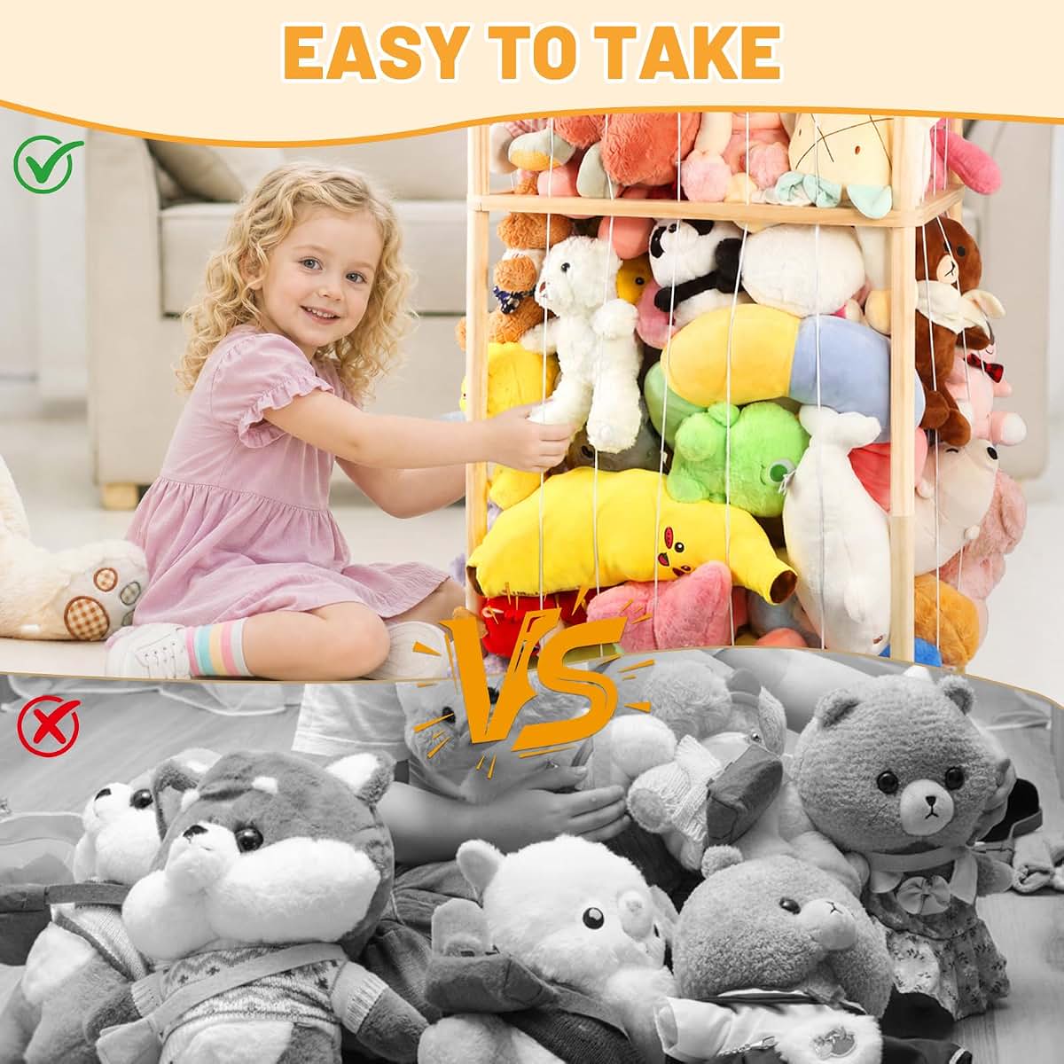 Warmmwwood Stuffed Animal Storage, XXL Natural Pine Wood Toy Holder (photo 4)