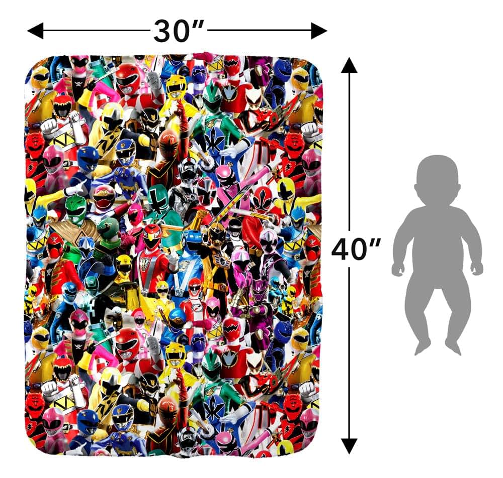 Power Rangers Crowd of Rangers Sherpa Baby Blanket 30x40 Inches