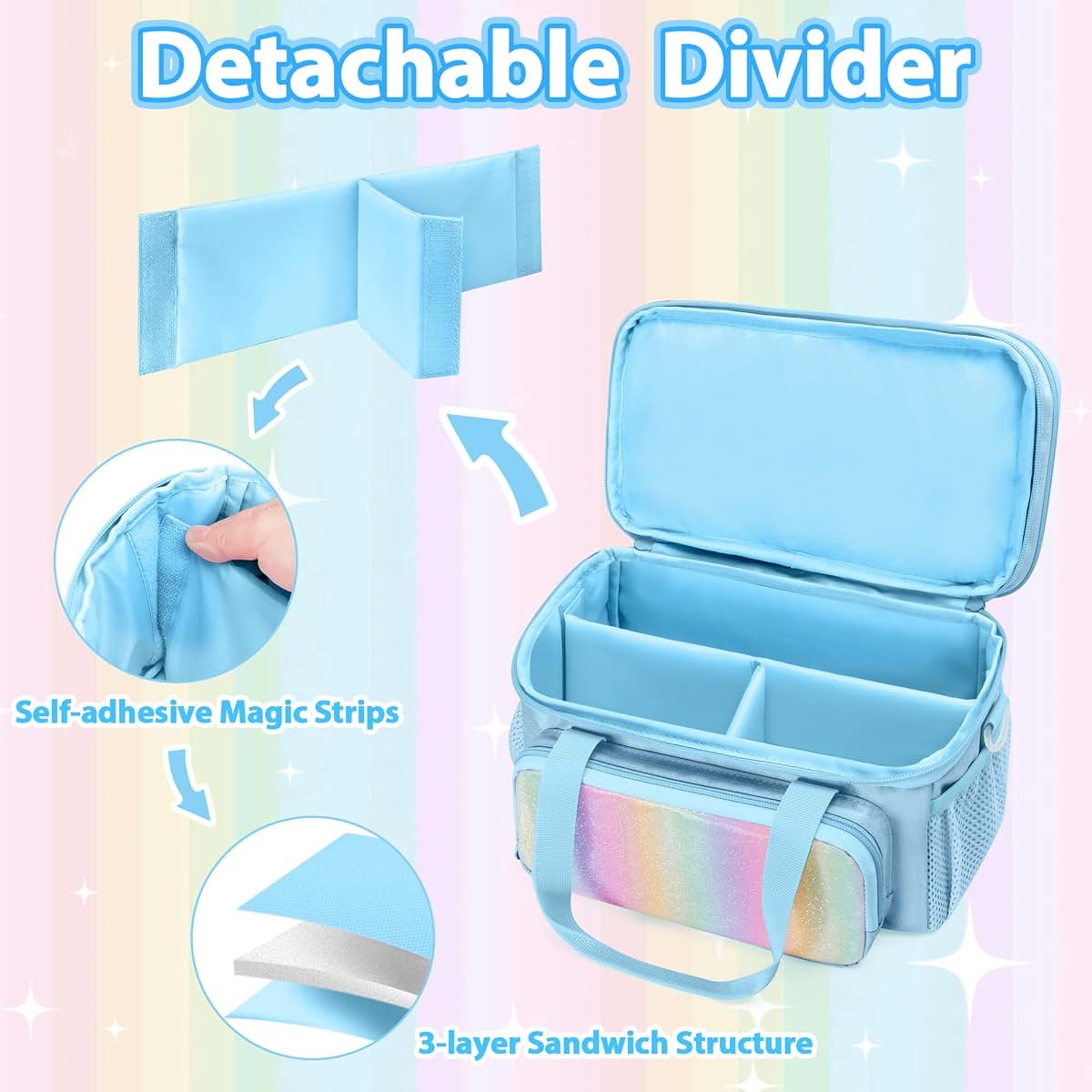 Hair Bow Organizer Storage Bag for Girls with Detachable Strap