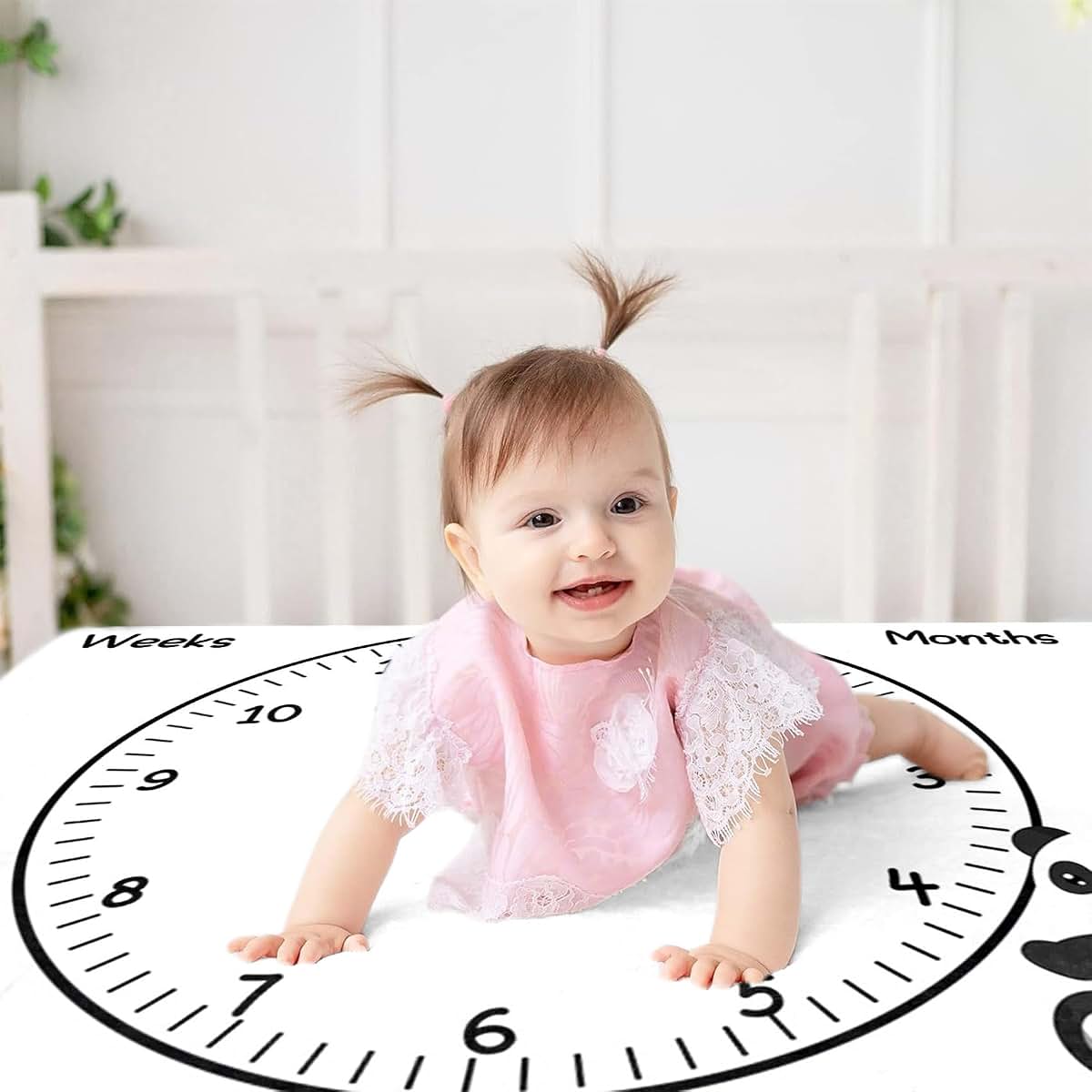Milestone Photo Backdrop Blanket with Frames for Baby Growth Documentation
