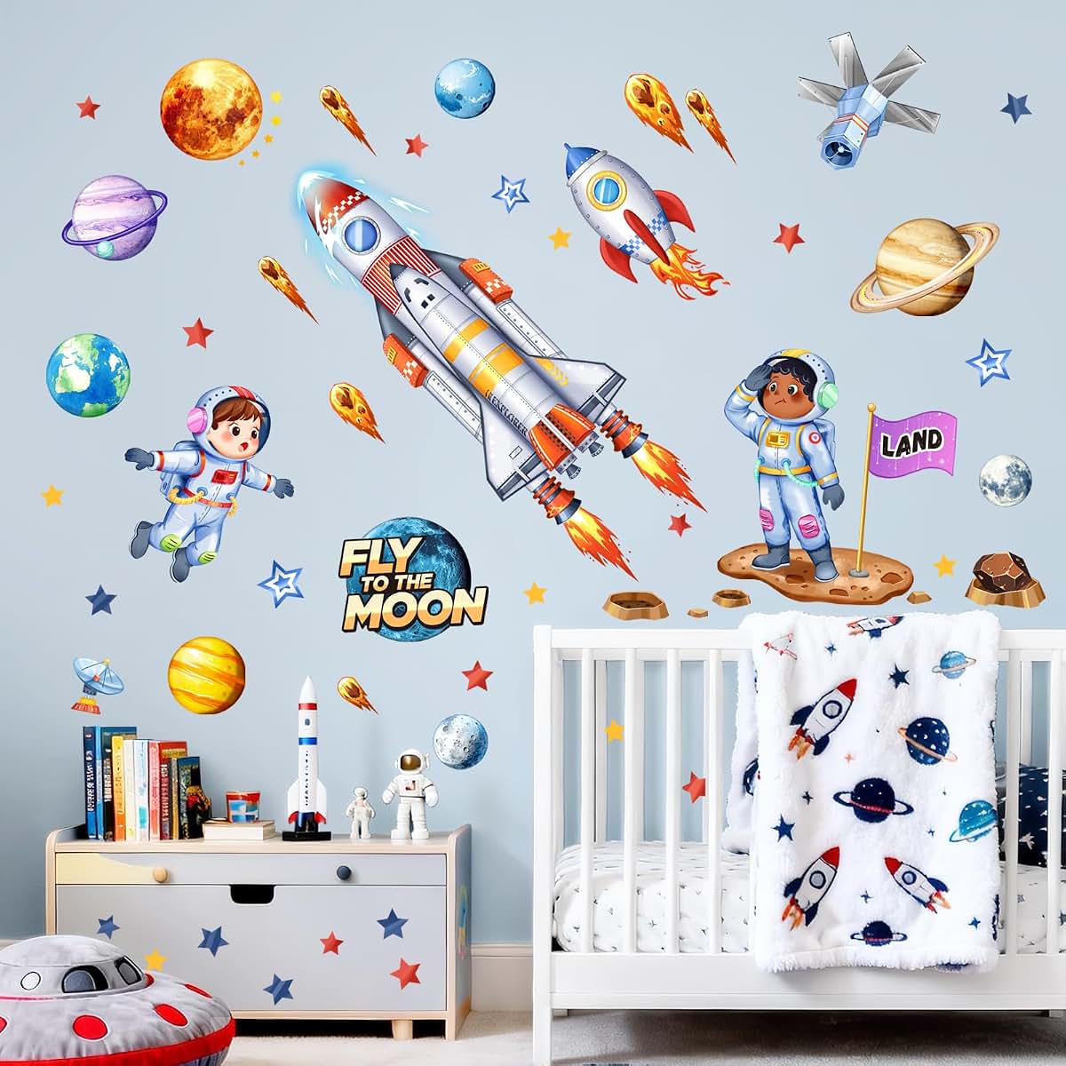 Supzone Space Wall Decals for Kids Nursery