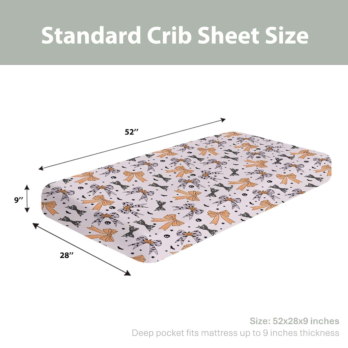 Spooky Bows Fitted Crib Mattress Sheet for Standard or Toddler Crib