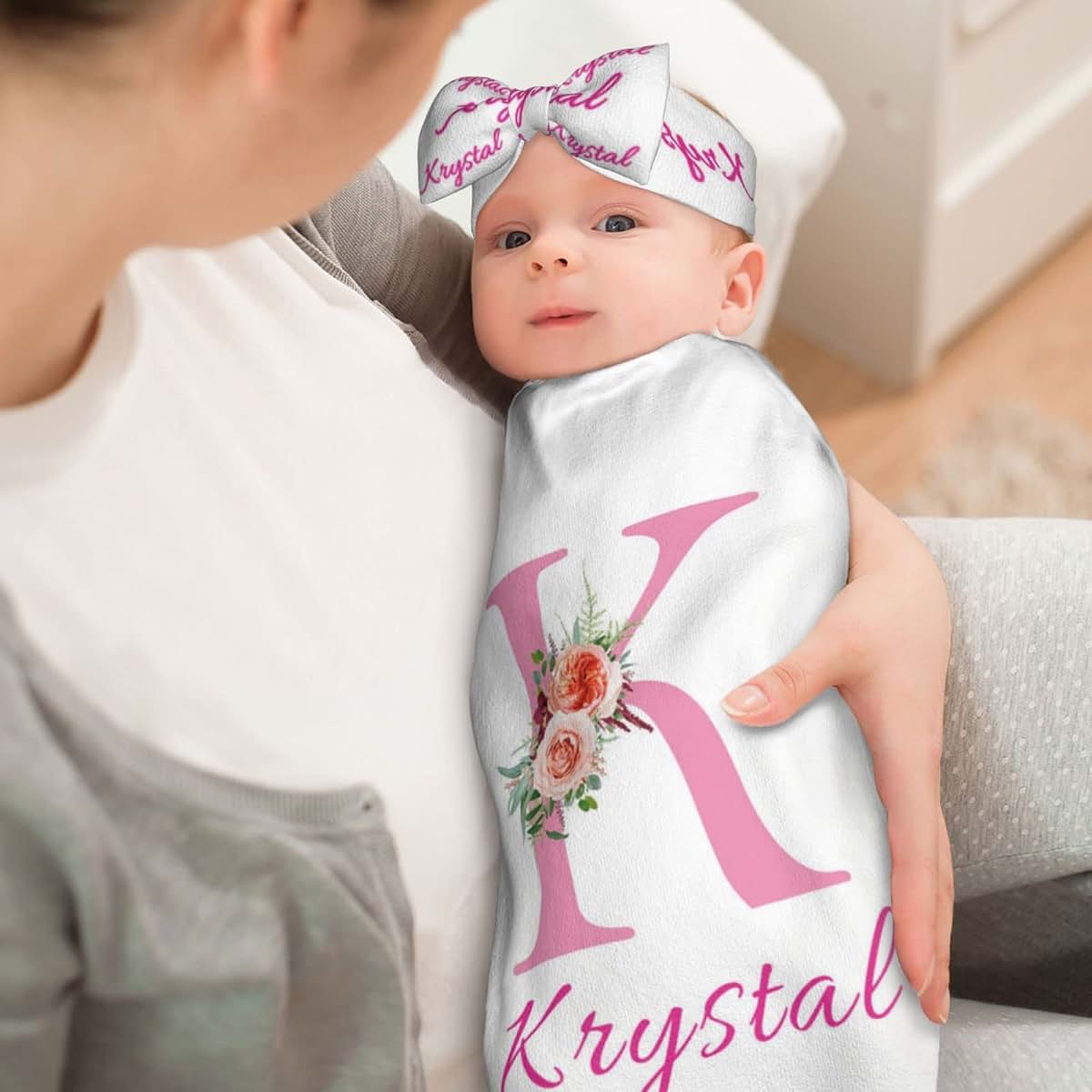 Slocenk Personalized Baby Swaddle Blanket And Hat Set (photo 4)