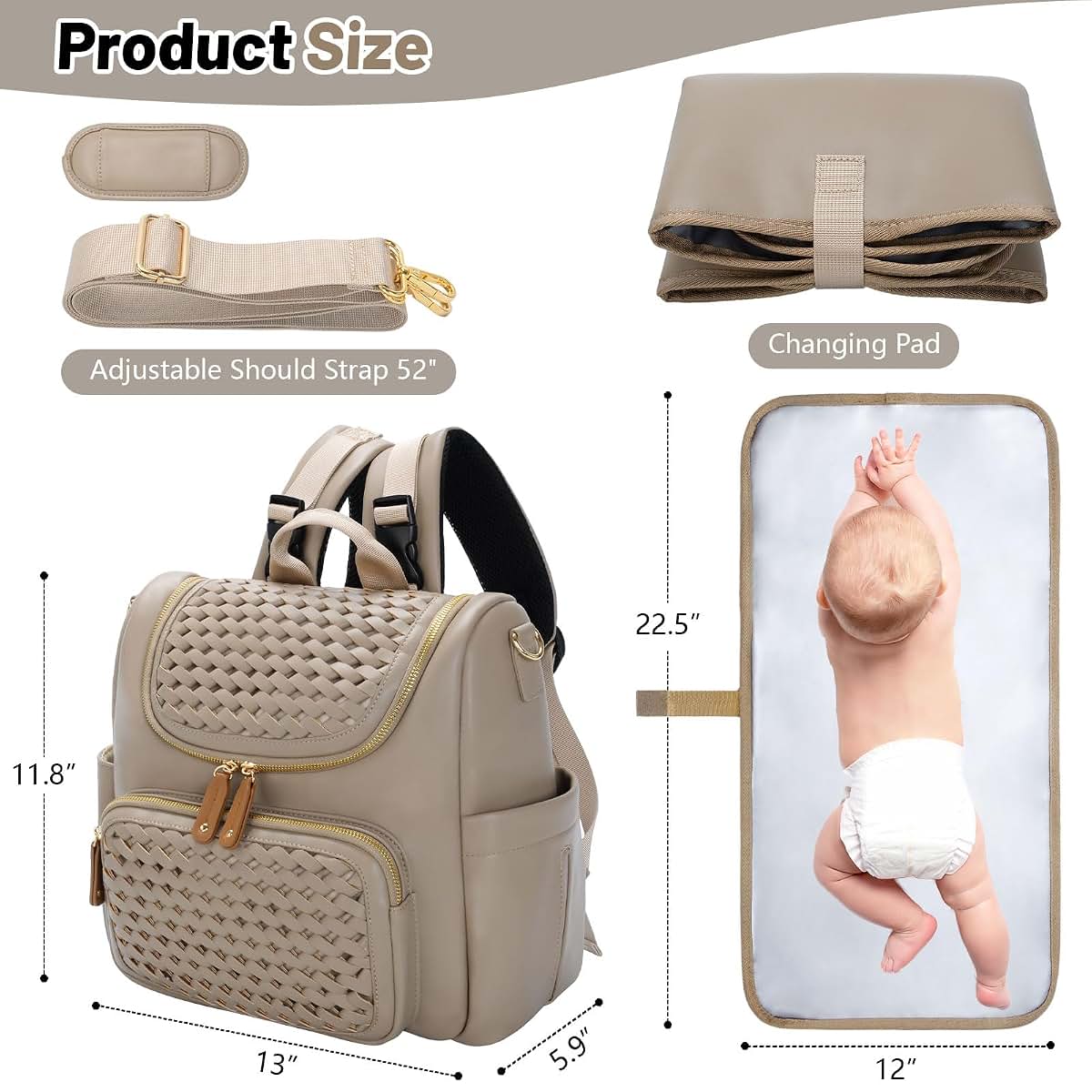 Minsong Diaper Bag Backpack for Mom with Changing Station
