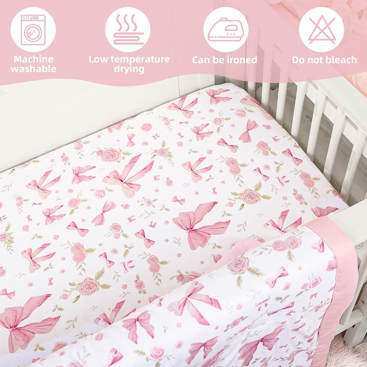 Jundetye 4-Piece Floral Crib Bedding Set for Standard Cribs (photo 4)