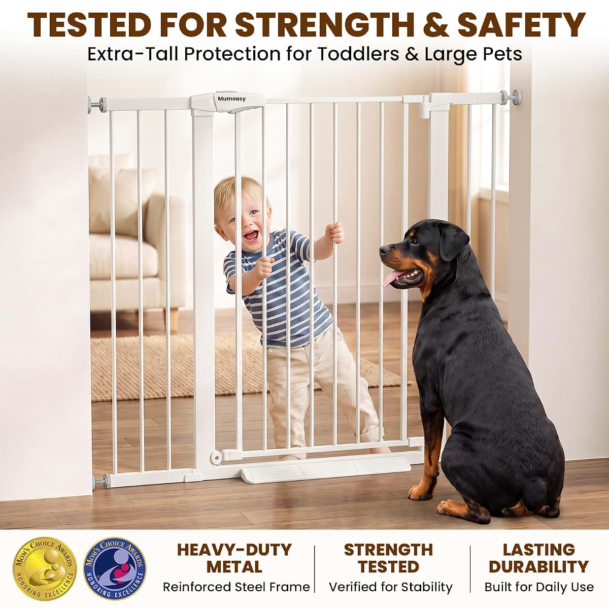 Adjustable Metal Pet and Child Safety Gate for Doors and Stairways