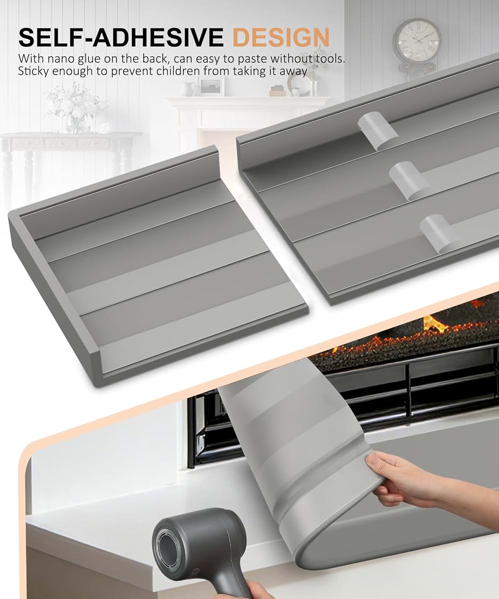 Fireplace Baby Proofing 80 Inch Corner Guard Hearth Cushion Grey NBR Memory Foam