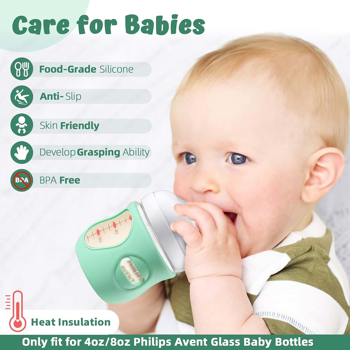Lotbill Silicone Bottle Sleeve for Avent Natural Glass Bottles 8 Oz