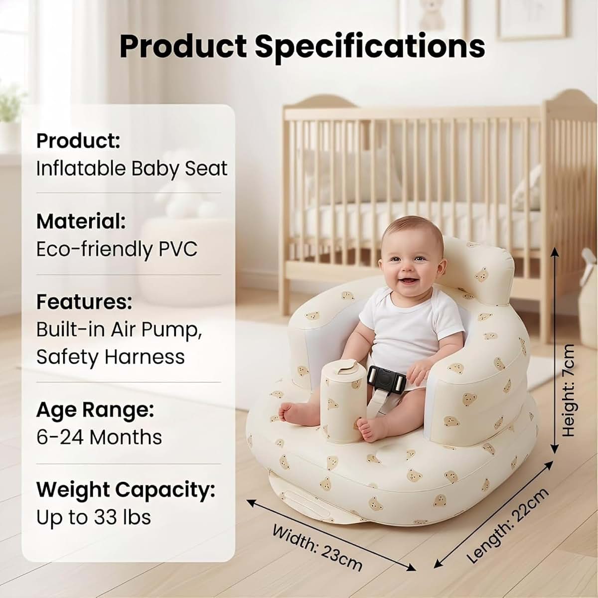 Inflatable Baby Seat with Built-in Air Pump Sit Me Up Floor Chair
