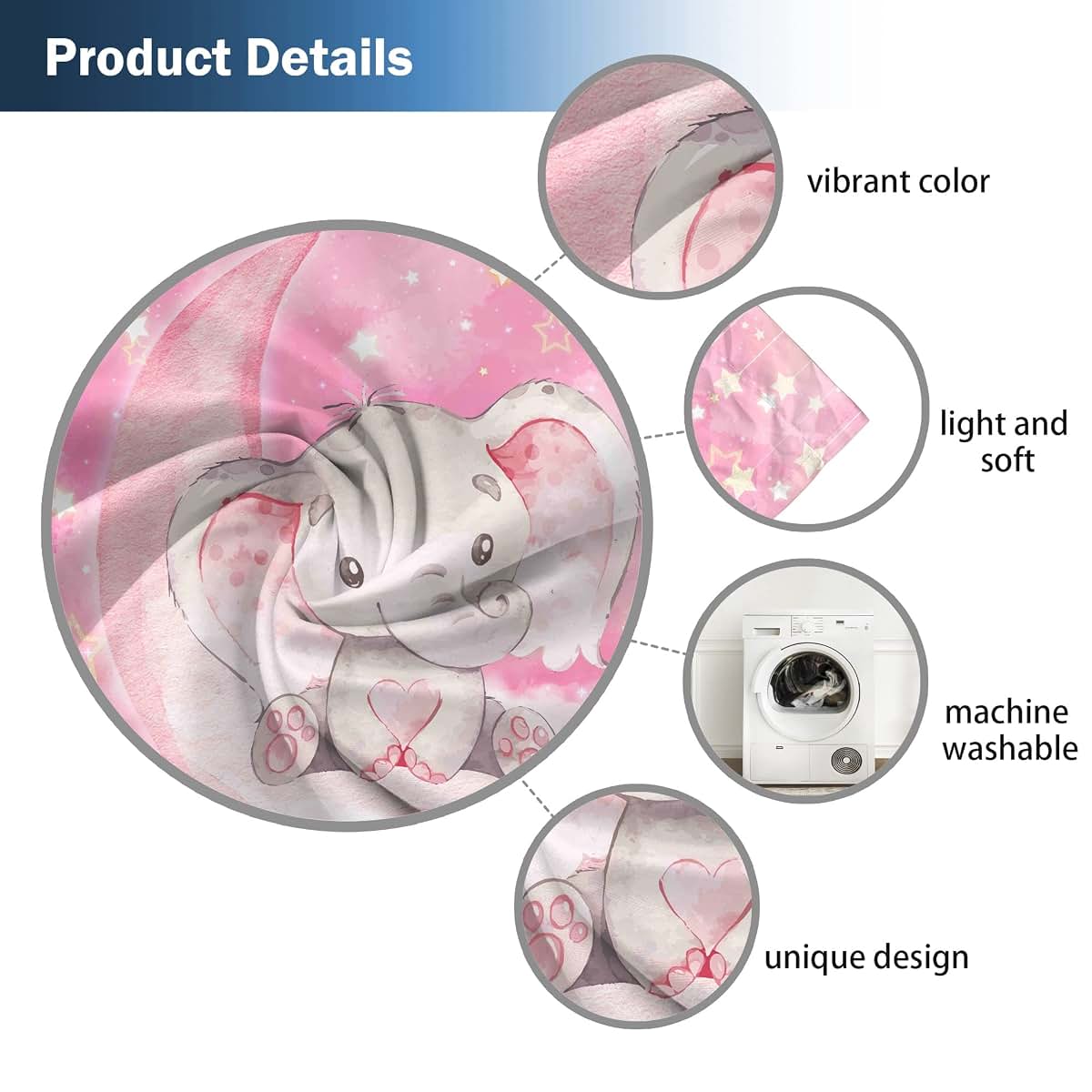 Yilinata Watercolor Elephant Curtains for Nursery and Kids Rooms
