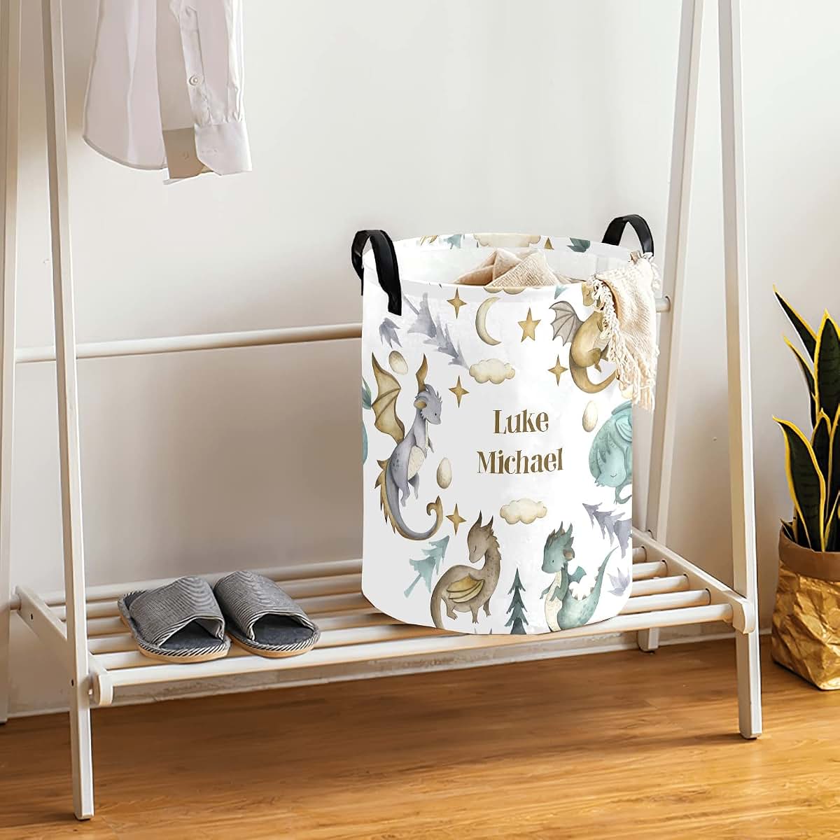 Joyestore Ancient Animals Dragon Watercolor Laundry Basket Hamper (photo 4)