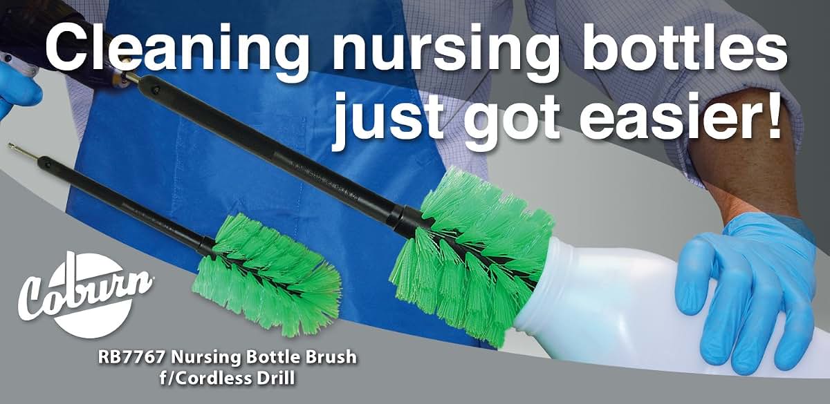 Heavy Duty Milk Bottle Brush for Drills - Large Cleaning Tool