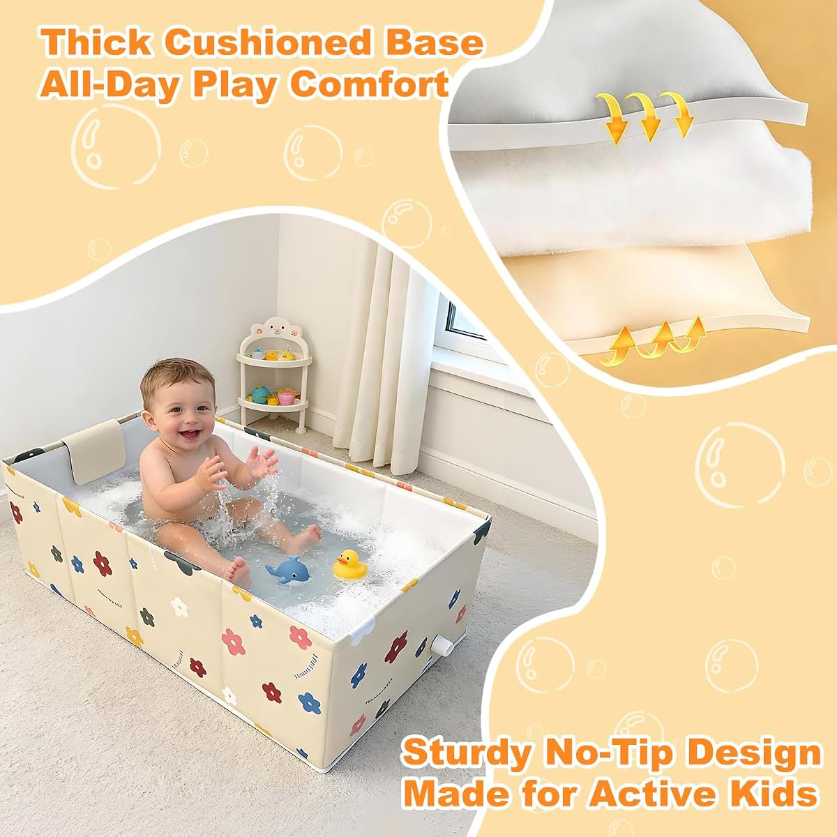Cobopanda Foldable Baby Bathtub with Padded Bottom