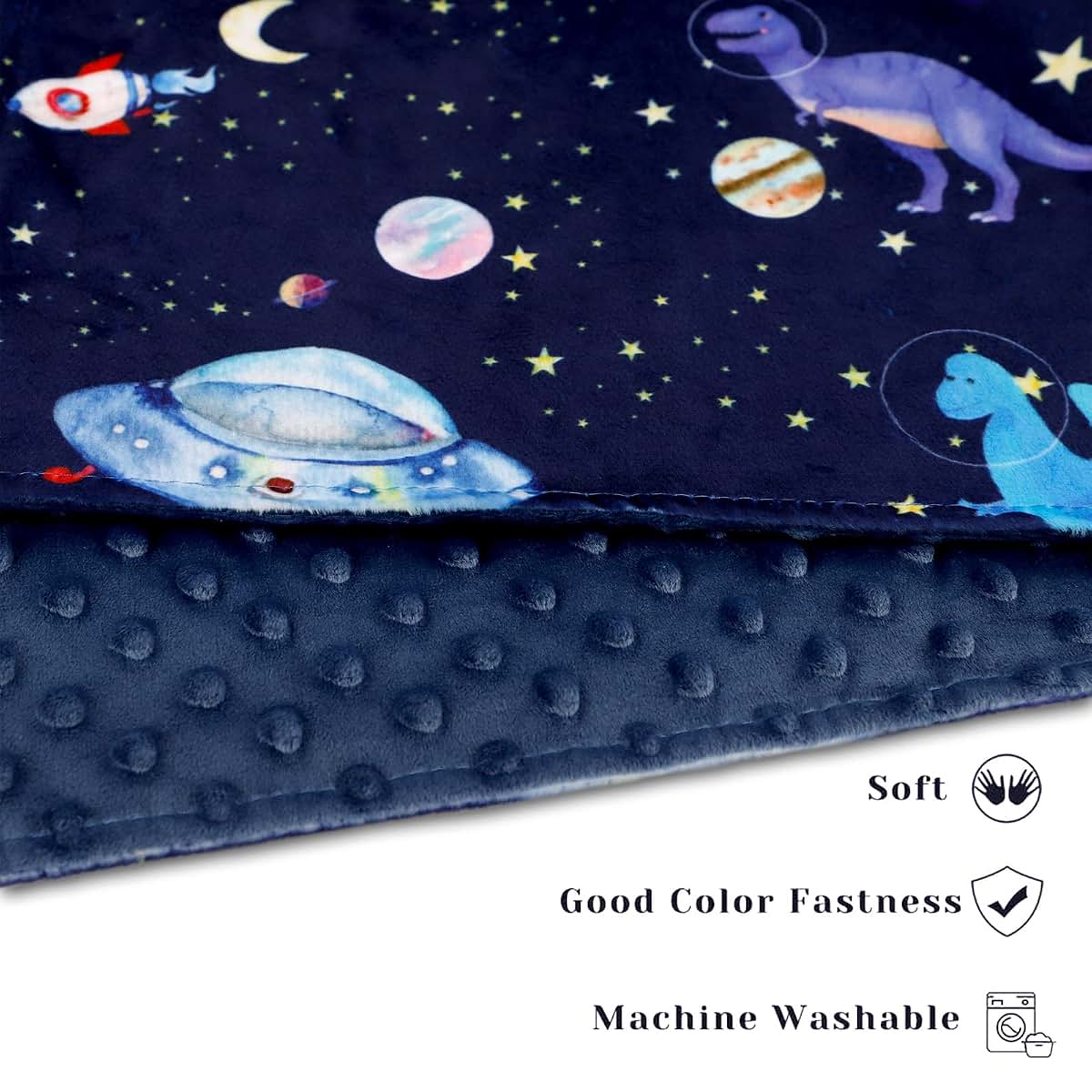 GFU Baby Blanket, Soft Minky Double Layer Receiving Blanket with Dotted Backing, 30 x 40 Inch, Navy Blue