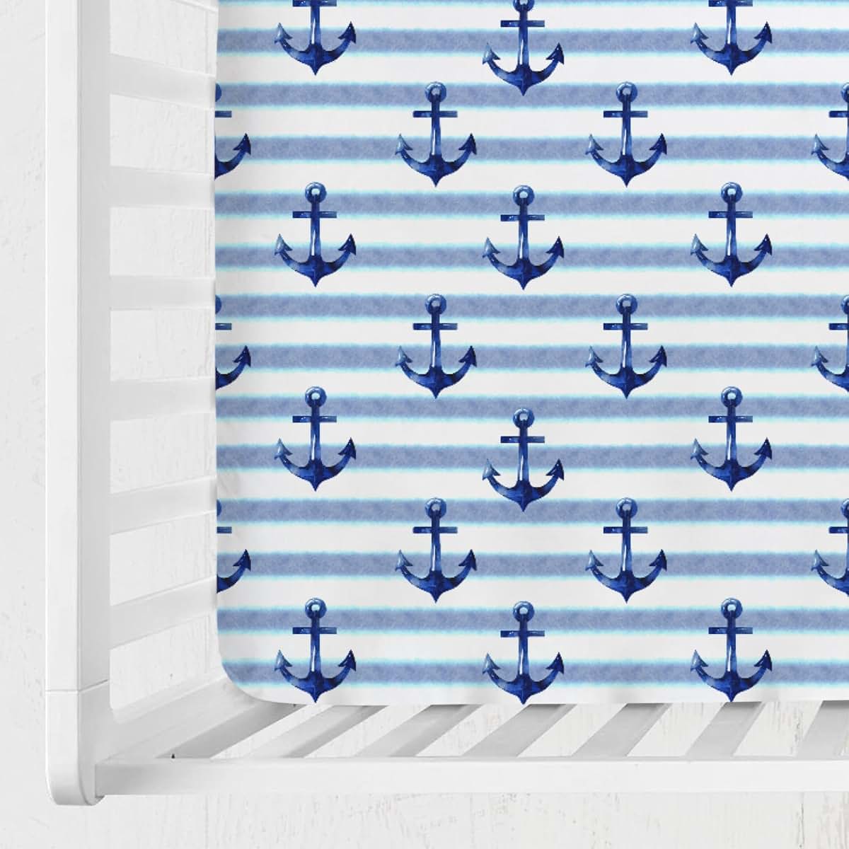 Nautical Life Navy Nautical Fitted Crib Mattress Sheets for Nursery Bedding