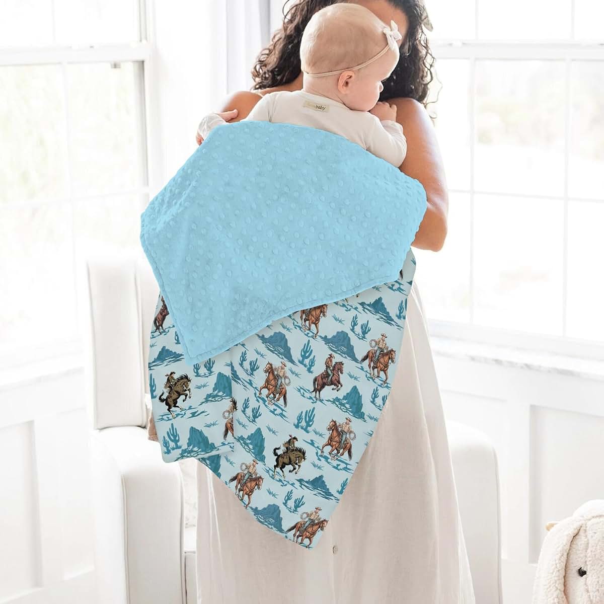 Selgkds Vintage Cowboy Baby Blanket 30x40 Double Layer Dotted Fleece Backing (photo 4)