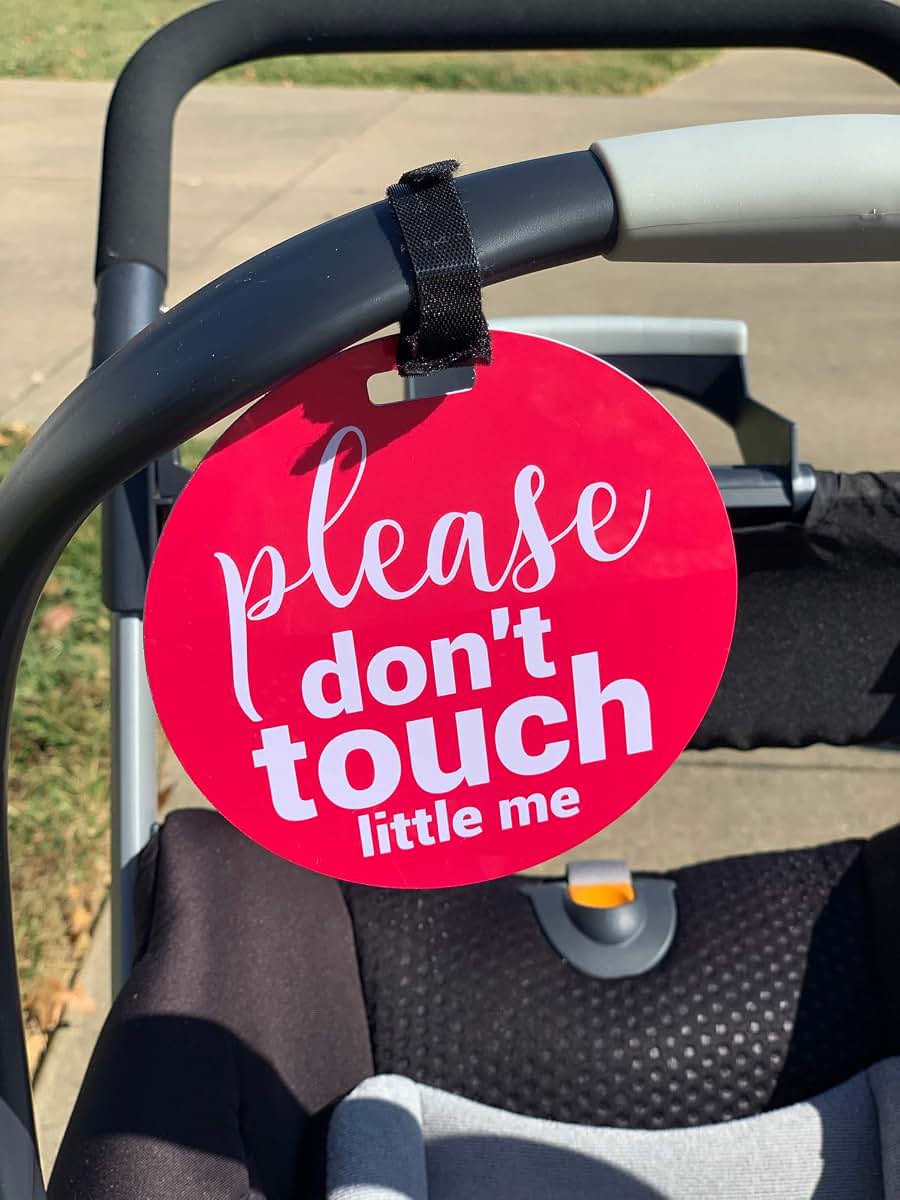 THREE LITTLE TOTS – Pink Please Don't Touch Baby Car Seat Sign or Stroller Tag - CPSIA Safety Tested (photo 4)