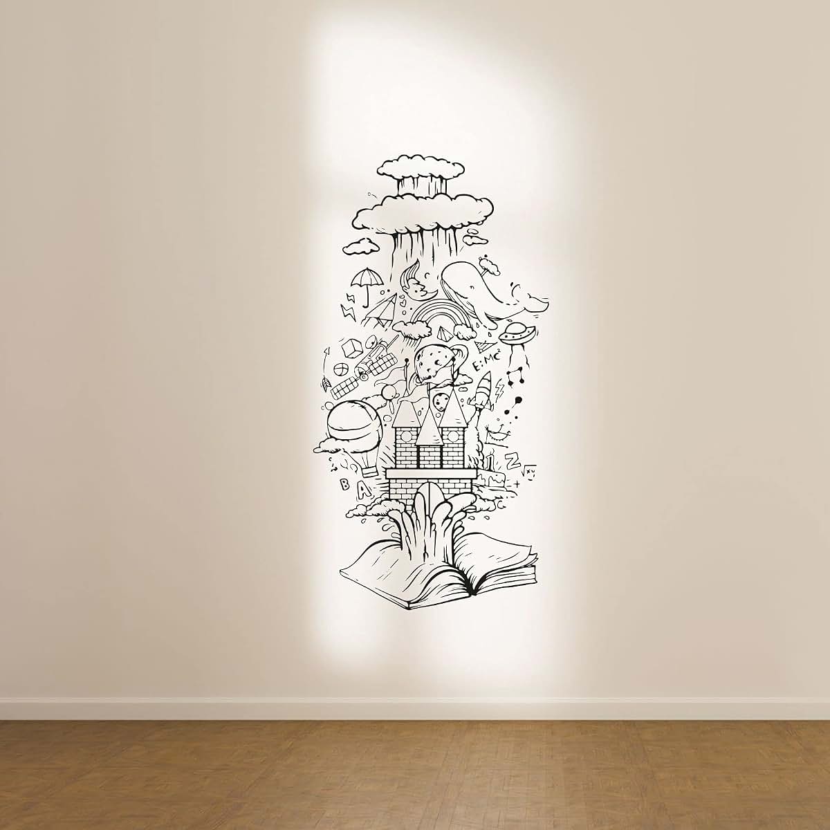 All Things Valuable Open Book Adventure Imagination Books Silhouette Vinyl Wall Art Wall Sticker Wall Decal