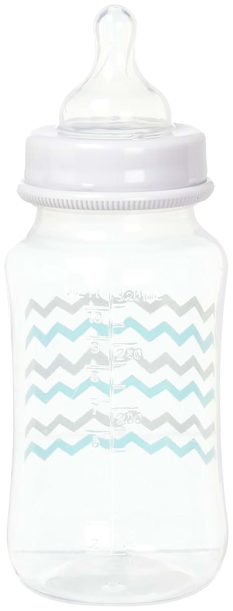 CRIBMATES 2-Pack Wide Baby Bottles, 11oz, Teal/Grey Elephant Zigzag