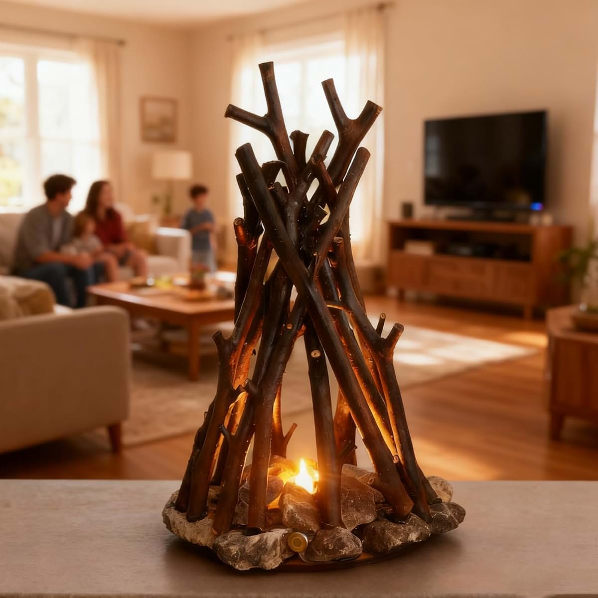 Campfire Lamp Night Light with Realistic Flame Sound