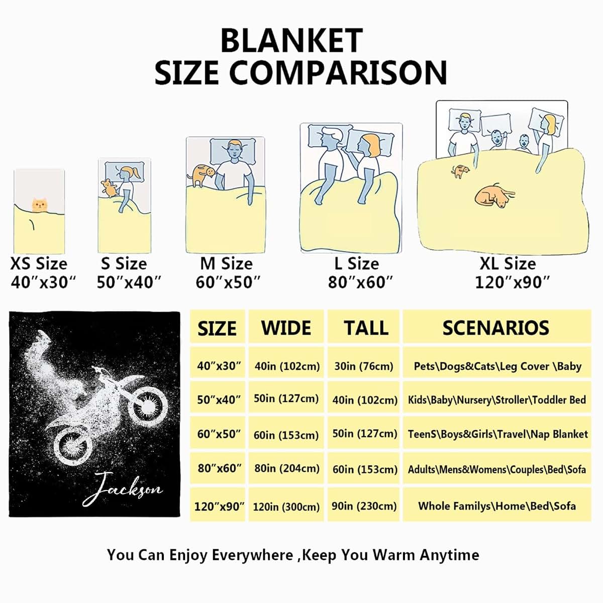 Briizy Custom Dirt Bike Motorbike Blanket,Personalized Motorcycle Lover Gift