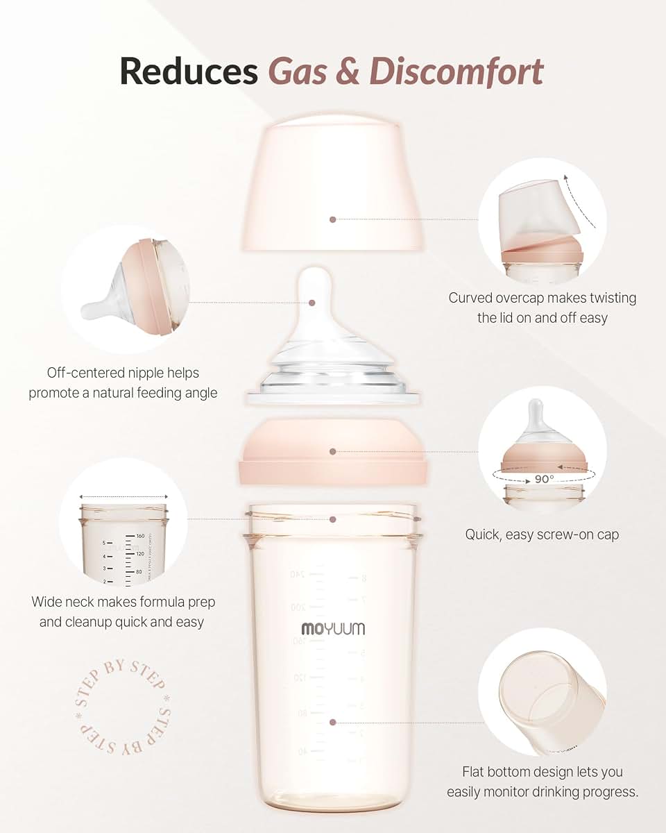 Moyuum MOV.aa Premium PPSU Wide Neck Baby Bottle 5 Oz 2 Pack Mint