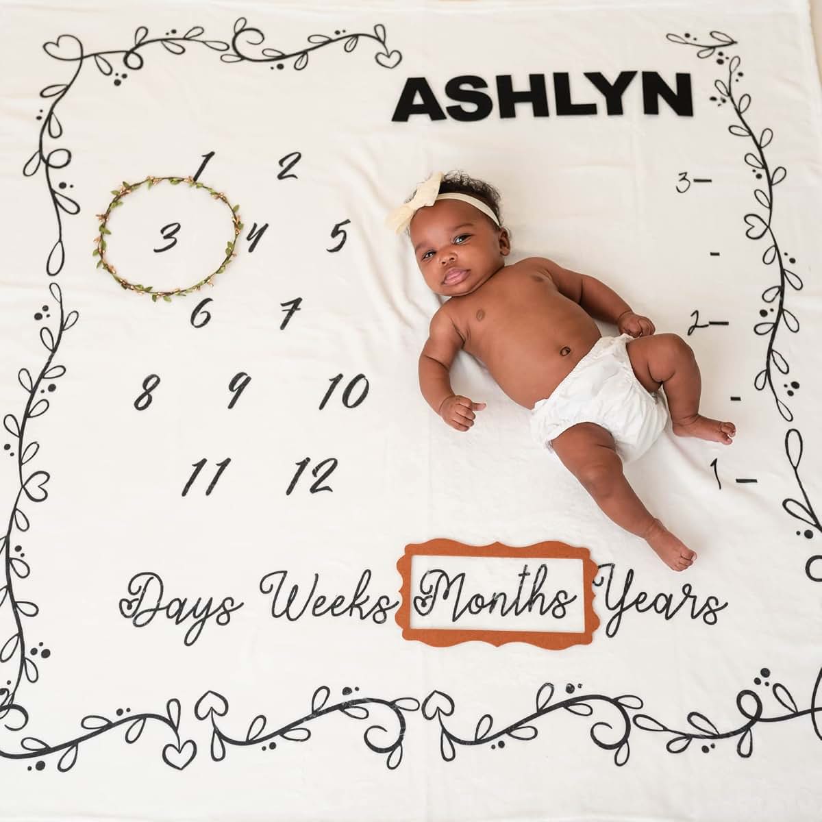 Patucia Unisex Monthly Milestone Blanket for Baby Growth Chart Tracking