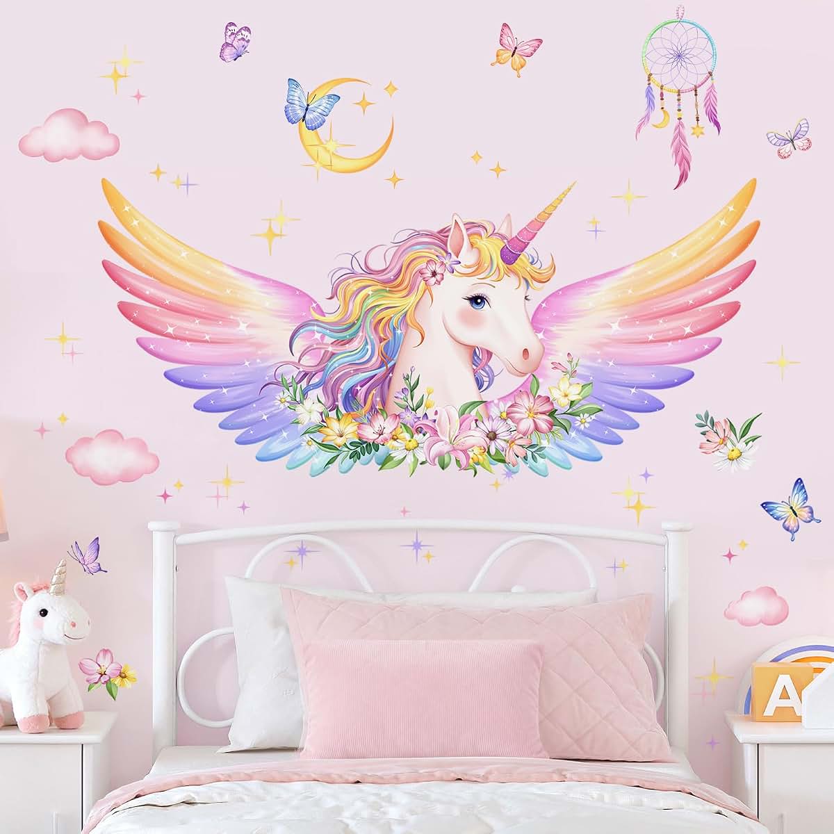 Unicorn and Cloud Vinyl Wall Decals for Girls' Nursery Bedroom Decor