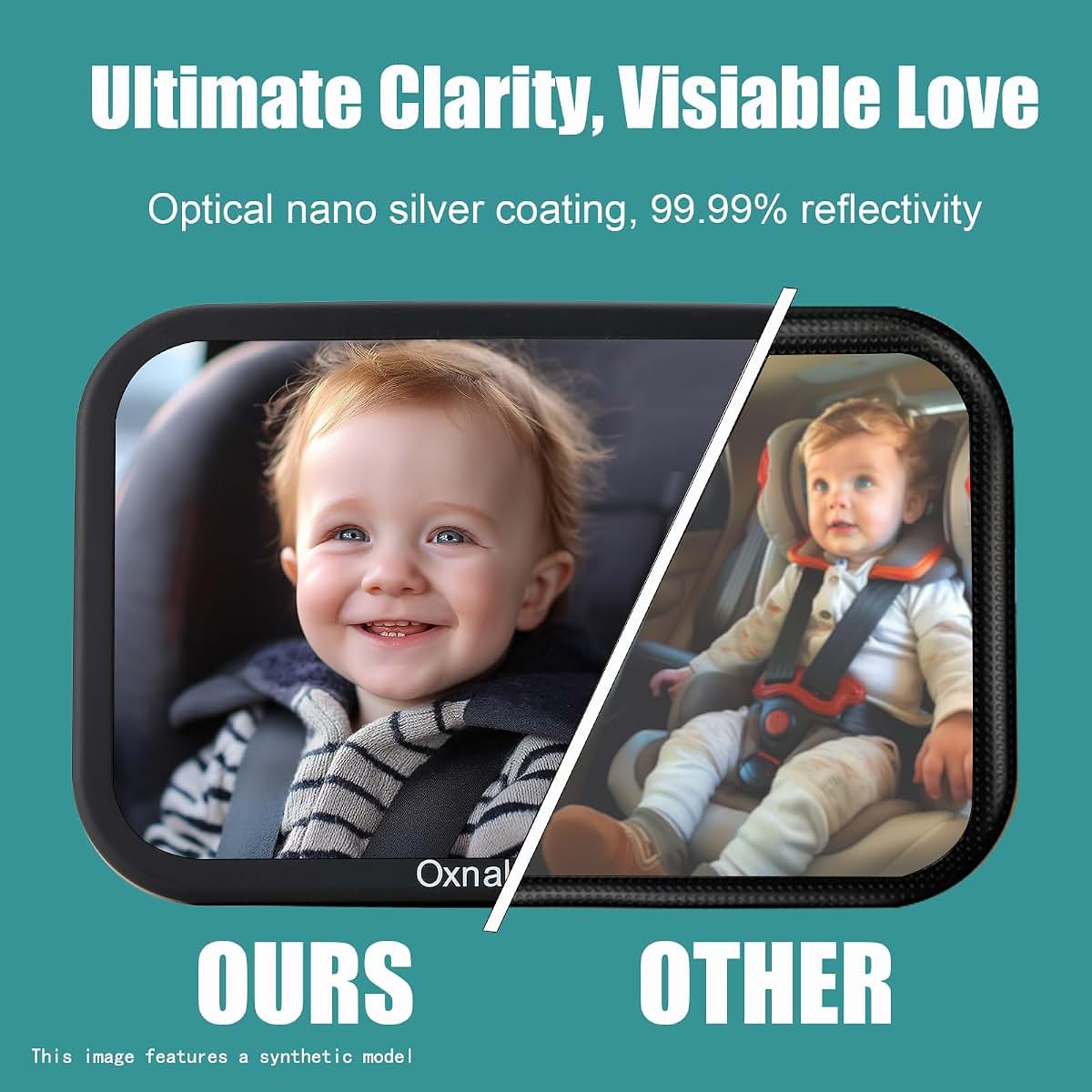 Oxnaleah 2 Pack Baby Car Mirror for Rear-Facing Seats, Convex Shatterproof Headrest Mount