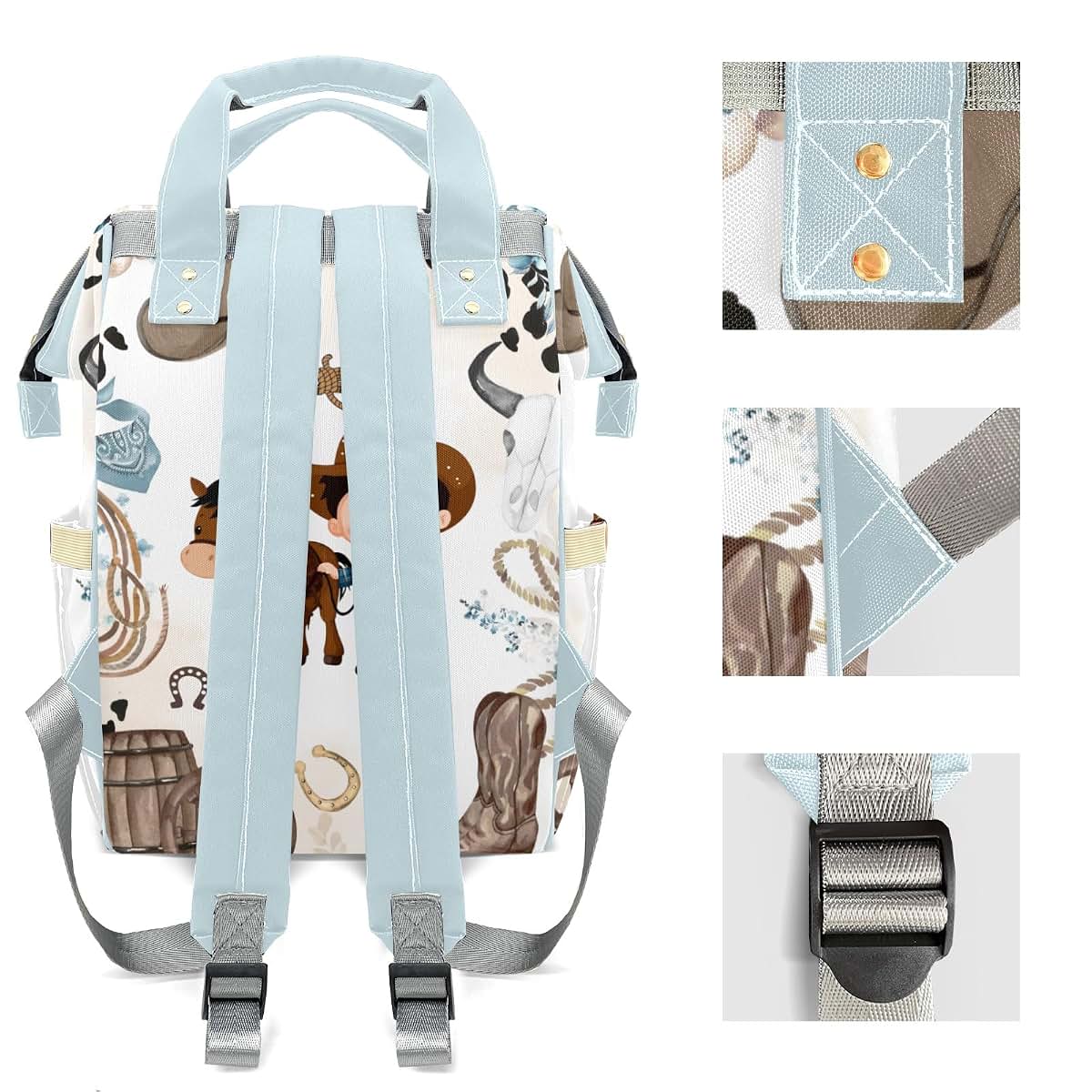 LiSoAkWE Horse Wild Personalized Diaper Bag Backpack,Customized Nappy Backpack for Travel Outdoor with Name,Mommy Bag
