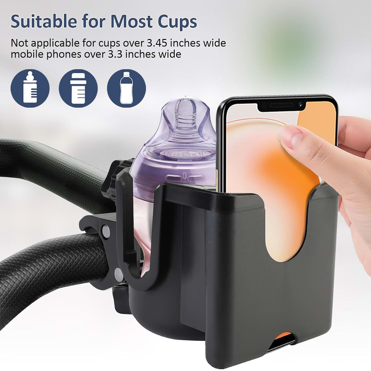 UMBEIBEI Universal Stroller Cup Holder with Phone Holder