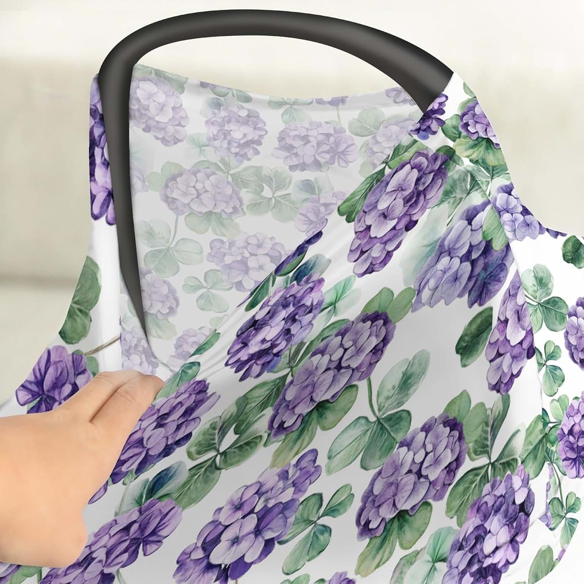 Purple Wildflowers Watercolor Car Seat Cover for Baby Stroller Canopy