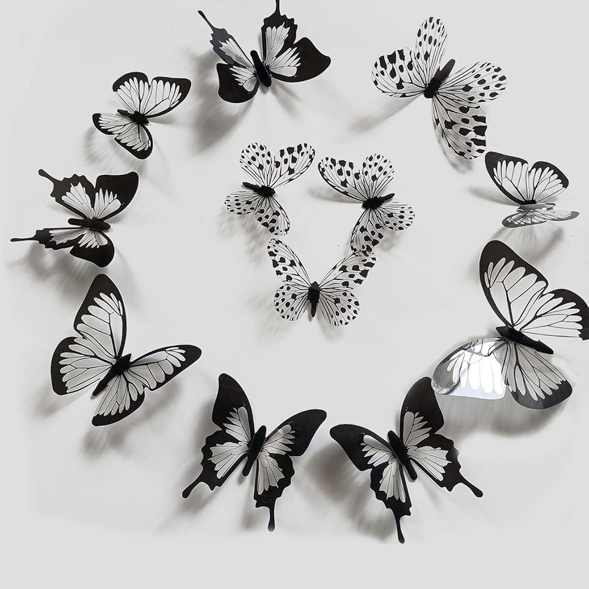 Fufuquare 12 Pieces 3D Black Butterfly Wall Stickers Removable Vinyl Decals