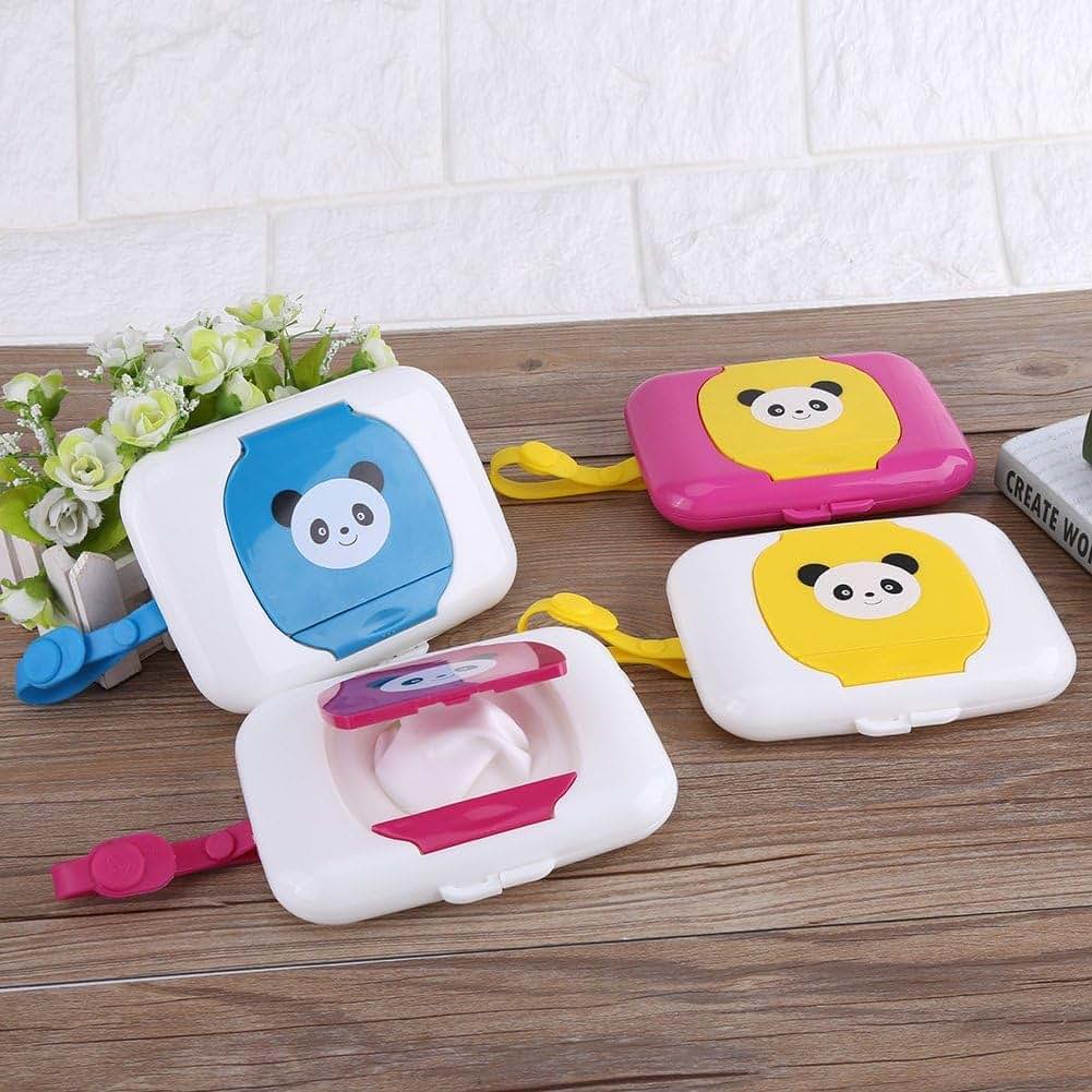 BabyOneStop Baby Wipes Dispenser, Portable Travel Wipes Holder Box with Silicone Seal and Strap, Rose Red